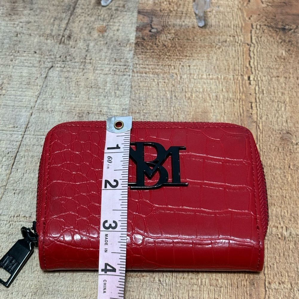 BADGLEY MISCHKA Red Croco Embossed Short Wallet Red /Vegan Leather - Picture 3 of 14